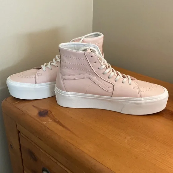 Vans Women's Pink High-Top Sneakers - Picture 8 of 13